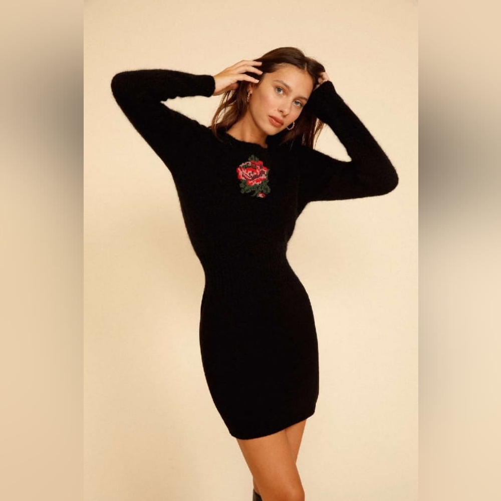 Rouje Marthe Dress, Wool Mini Sweater Dress Size 36 (Small).